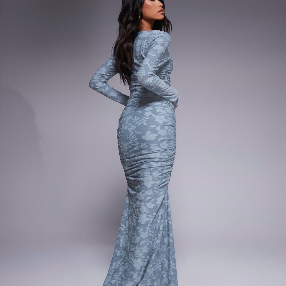 ASOS Ruched Lace Maxi Dress - Picture 2 of 3